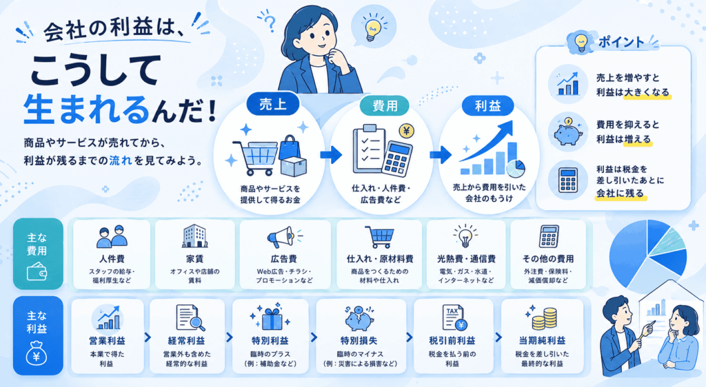 「会社のもうけの仕組み」をやさしく説明した図解