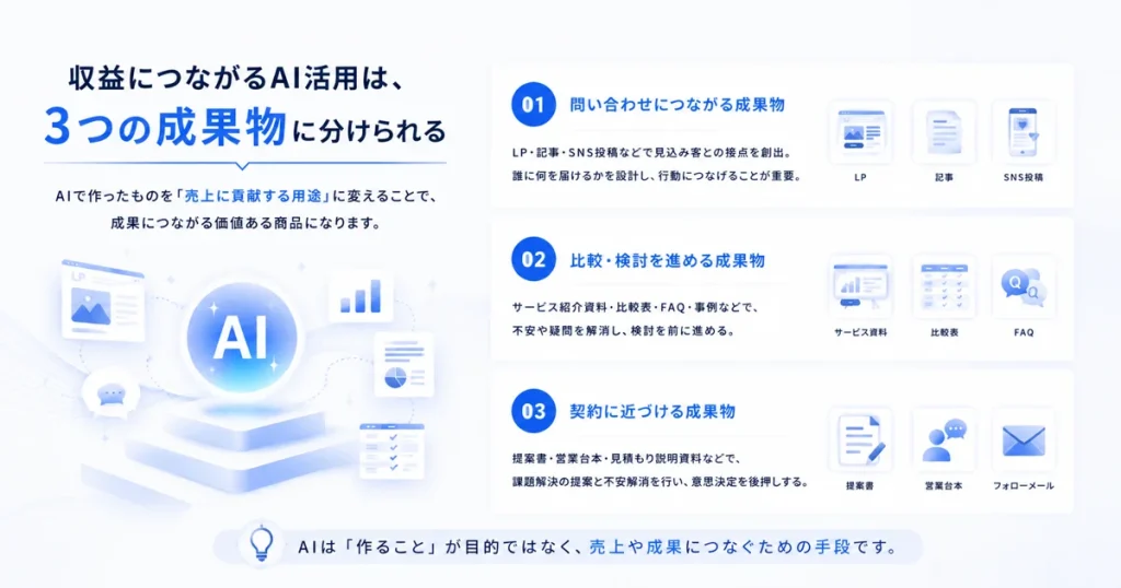 AIによる３つの成果物とは