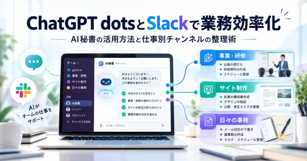 ChatGPTとSlackの業務効率化を示す画像